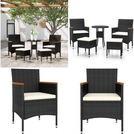5-tlg. Garten-Lounge-Set Poly Rattan Schwarz - Outdoor Möbel - Gartenmöbel Set - Loungesessel - Poolmöbel - Gartentisch - Home & Living (1/5)