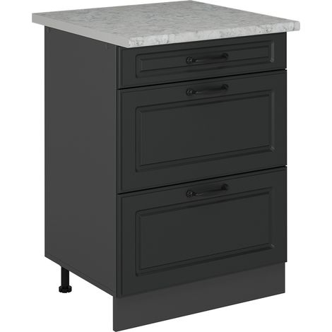 Küchenunterschrank R-Line, Anthrazit Landhaus, 60 cm AP Marmor, Vicco