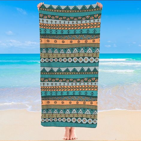 Serviette de plage en microfibre, imprimé bohème, séchage rapide, 140x70 cm (1/5)