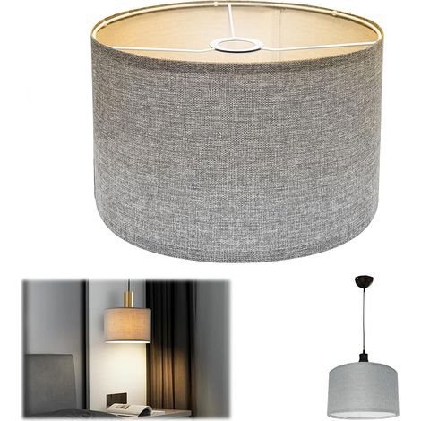 Woven Lampshade, 30 x 30 x 20 cm Removable Lampshade Lamp On Stand, E27 Socket, for Table Lamp, Floor Lamp, Bedside Table, Retro Floor Lamp (Grey) (1/5)