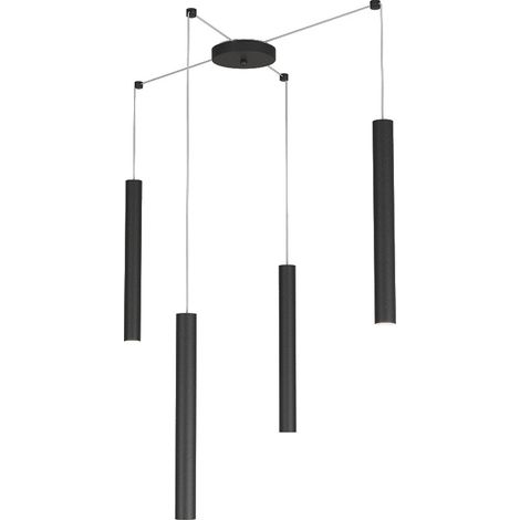Sospensione Moderna Round Tube Metallo Nero 4 Luci Gu10 (1/4)