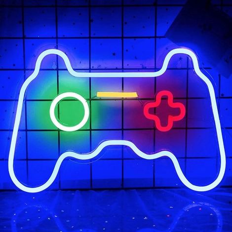 Applique murale néon manette de jeu – Contrôleur Playstation – Lampe LED ambiance – Avec crochets de suspension (1/4)