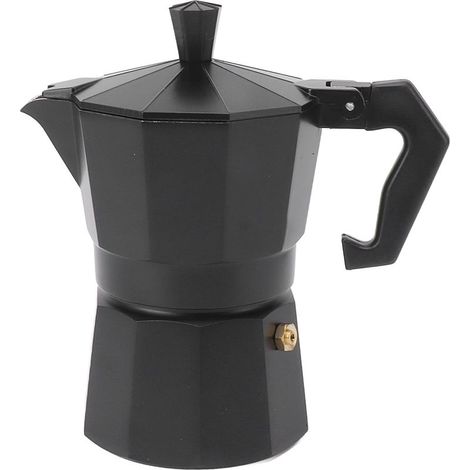 Cafetière italienne Moka Pot en alliage d'aluminium, accessoire de cuisine à monter soi-même, noire, 300 ml. (1/5)