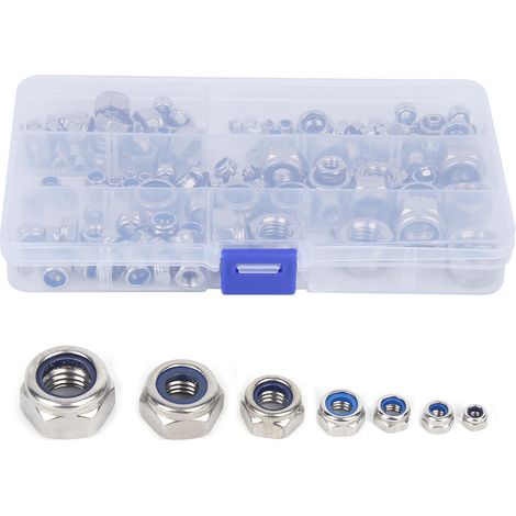 Kit de 165 écrous de blocage en acier inoxydable, assortiment de vis et fixations pour quincaillerie (1/5)