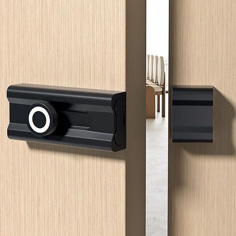 Verrou de porte sans perforation - Loquet de porte adhésif en saillie avec alliage d'aluminium pour portes d'armoires, 100 mm (1/5)
