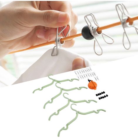 Indispensable en voyage et en camping : corde à linge avec clips de verrouillage, corde à linge extérieure portable et antidérapante, ne nécessitant aucun perçage. (1/5)
