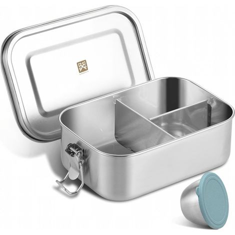 lunch box inox enfant, boite à lunch en acier inoxydable 800 ml Avec compartiments et joint Anti fuite - Passe au lave vaisselle Idéal pour l'école, le travail et les pique-niques (1/5)