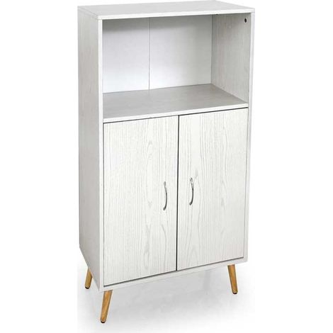MOBILE DA ARREDO ALTO CON ANTE E VANO APERTO 60X30X115CM COLORE BIANCO (1/2)