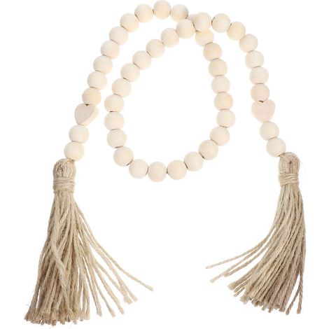 Guirlande En Perles Bois - Suspension Décorative avec Pompons - Pour Cuisine Rustique et Décoration Murale Intérieure - 1 Pièce (1/5)
