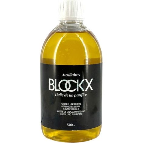 Huile de lin purifiée - Peinture à l'huile - Siccative - Blockx - Flacon 500ml