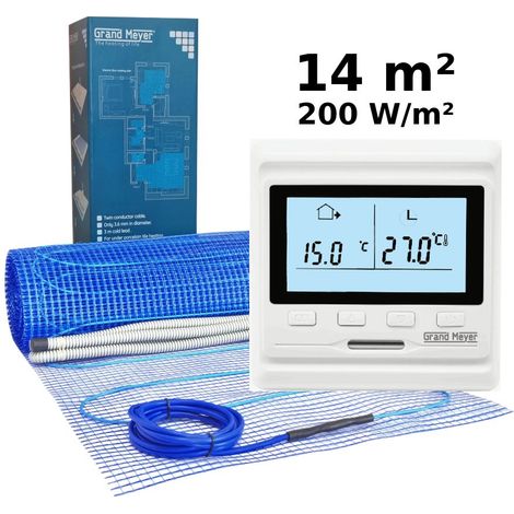 Kit de calefacción por suelo radiante 14 m², 200 W/m² + HW500 termostato programable