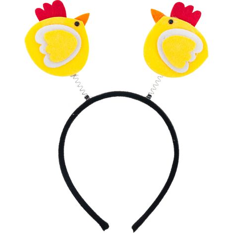 TG70337-1 FASCIA PER CAPELLI PASQUALE IN FELTRO A FORMA DI PELO DI GALLINE, GIALLA
