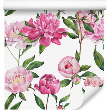 Papel pintado de peonías naturales para salón y dormitorio, 50x1000 cm. (1/5)