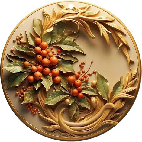 Pendentif Arbre De Noël - Bois Naturel - Décoration Intérieure Extérieure Voiture Sac À Dos - Forme Ronde - 8 x 8 x 1 cm - 1 Pièce (1/5)
