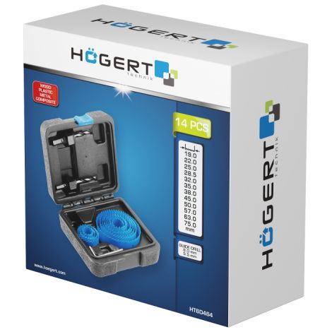 Ensemble de scies à chantourner Hogert HT6D464 19-75 mm 14 unités