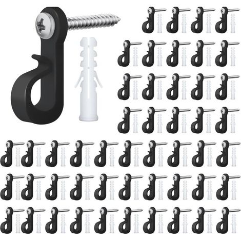 Bardusch 50pcs Crochet à Visser, Robustes Crochet de Lumière Crochets de Clôture pour Lampes Suspendues Crochets de Guirlande Lumineuse pour Jardin Extérieur (Noir) (1/5)