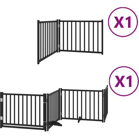 Maison Exclusive - Cancello per Cani Porta Pieghevole Nero 6 Pannelli 480cm Pioppo