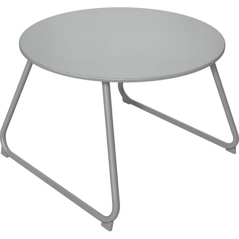Table d'Appoint Ronde de Jardin Ø60 cm , Acier Époxy Gris , Pieds Réglables Antidérapants (1/5)