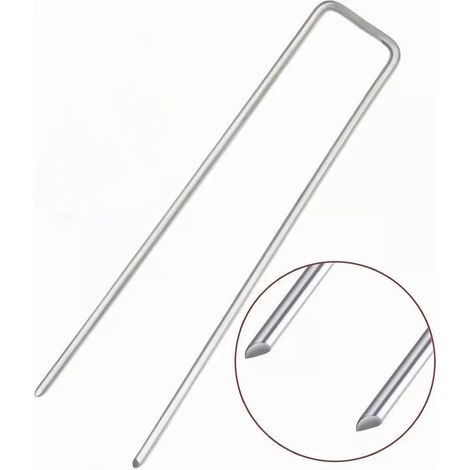50 pcs clous en U acier galvanisé anti-rouille pour pelouse fixation terrain fixation toile paillis cloture barrière mauvaises herbes (1/5)