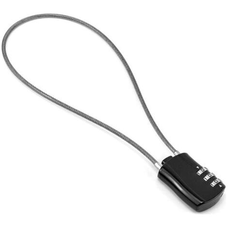 BUNTHAUS Einziehbares Kabelschloss, Digitales Zahlenschloss mit 41 cm Kabel für Motorrad, Fahrrad, Snowboard, Ski, Koffer, Schwarz