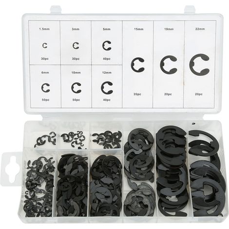 Anneaux élastiques en acier au carbone noir, kits de circlips de retenue internes en E, accessoires pour machines élastiques (1/5)