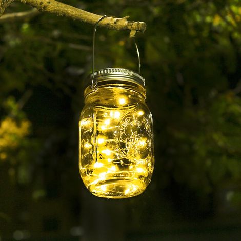 Lampe Solaire Pour Bocal À Confiture - Lampe À Led Solaire Avec Capteur De Luminosité Pour Jardin Terrasse Patio Allée Et Garage - 1 Pièce (1/5)