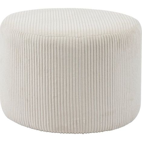 Pouf Rond Repose-Pieds en Velours Côtelé Beige Ø 55 cm - Siège d'Appoint Salon et Chambre - PANGIVO