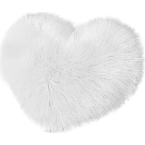 Coussin de canapé en fourrure synthétique douce, forme cœur, oreiller lombaire moelleux pour lit et salon, décoration maison, housse de coussin confortable, accessoire de détente. (1/5)