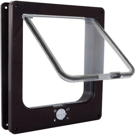 Puerta para gatos 23,5x27x 5,5 cm - Marrón - 4 posiciones de cierre