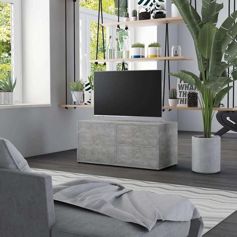 801854 vidaXL TV Cabinet Concrete Grey 80x34x36 cm Engineered Wood (1/5)