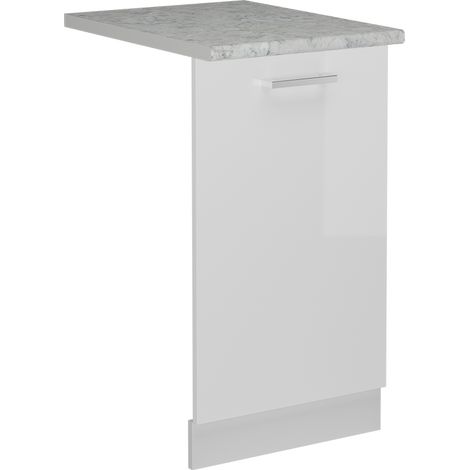 Tapa del lavavajillas R-Line, Blanco alto brillo, 45 cm , ET Mármol, Vicco