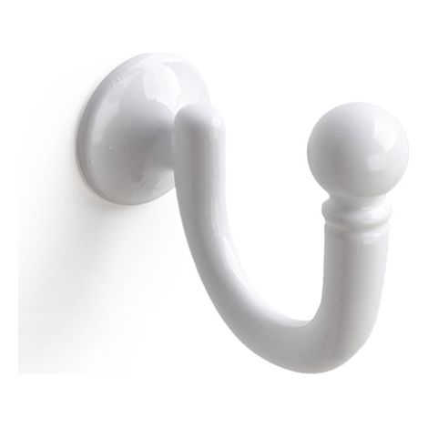 Colgador de pared clásico atornillable con acabado blanco. Dimensiones: 22x41x50 mm -