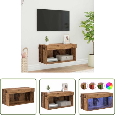 Bois ancien - Ensemble meuble TV avec LED Bois Ancien Bois d'ingénierie (1/5)