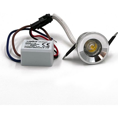 Punto luce led cob 1w argento tondo segnapasso mini faretto da incasso con driver lampadina 220V  Calda (1/5)