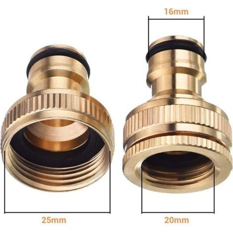 Raccord Robinet Tuyau D Arrosage - Laiton - Pour Robinets 1/2 Pouces Et 3/4 Pouces - Adaptateur Jardin Extérieur - 3 Pièces (1/4)