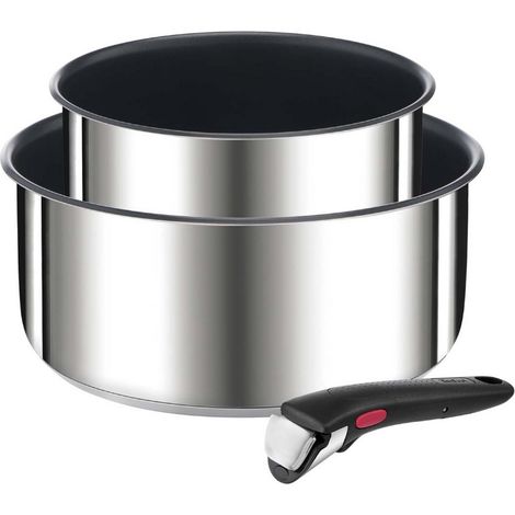 Set di 2 pentole in acciaio inox 16/20cm + manico - L9739202 - Tefal (1/2)