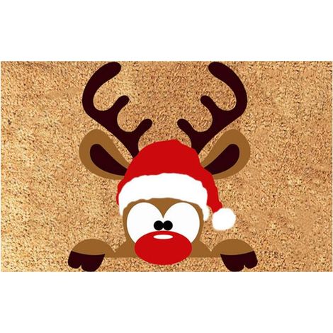 1 pcs Tapis Noel, Paillasson Noël - Merry, Antidérapant Tapis, Paillasson Tapis Sol pour Intérieur Extérieur (1/5)