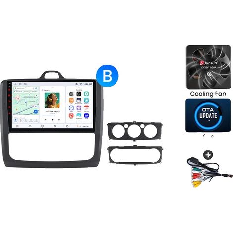 Radio para coche, pantalla táctil, sistema de navegación, compatible con Ford Focus Mk2 (C307) 2004-2011, ventilador de refrigeración integrado, navegación GPS Android, V7 (4GB-64GB) - B (1/2)