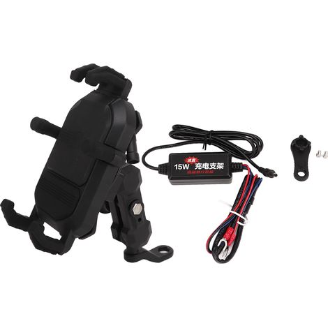 GARRYFIZH Support de téléphone moto 2 en 1 avec rotation à 720° et chargeur sans fil 15 W résistant à la pluie pour téléphones de 3,5 à 6,5 pouces