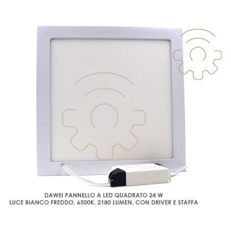 Driwei faro faretto da incasso a led bianco freddo quadrato 24W 6500k con driver per cartongesso garanzia 2 anni