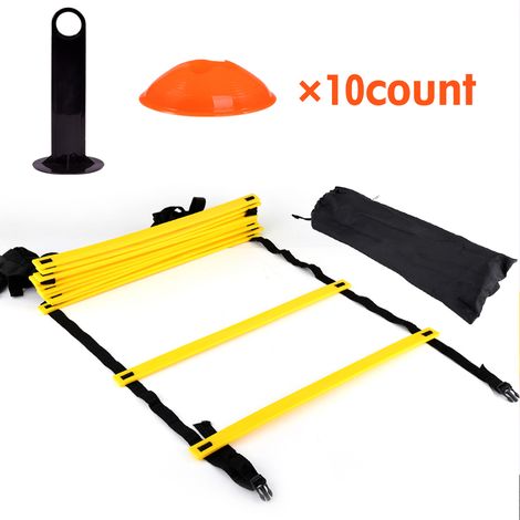 Échelle D Agilité - 12 Barreaux Plats Réglables Et 10 Cônes - Pour Football Et Entraînement Multi-Sports - Kit Complet De 6 Mètres (1/5)