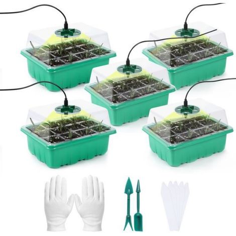 Serre Pour Plantes - Lampe De Culture Ajustable - Kit Semis Complet Pour Intérieur - 5 Pièces (1/4)