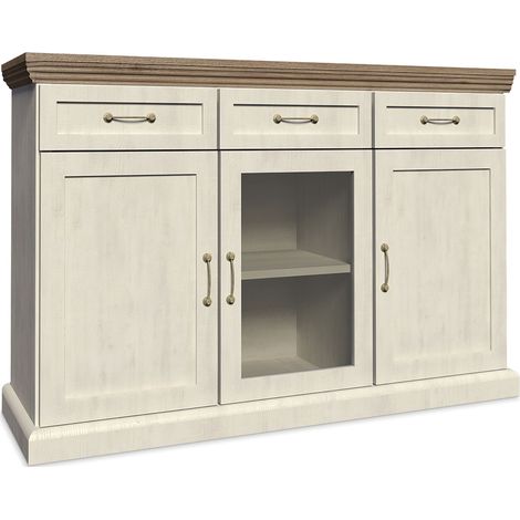 KONSIMO ARVEN Kommode mit Vitrine , Cremefarben (1/3)