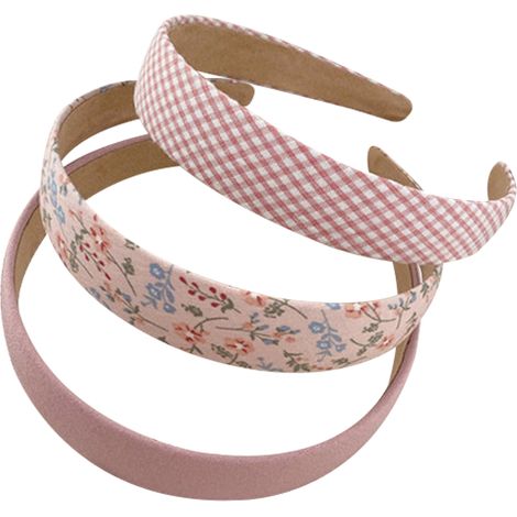 Bandana Cheveux - Bandeau Élastique en Plastique Recouvert de Tissu - Pour Femme et Fille - Circonférence 38 cm - Lot de 3 (1/5)