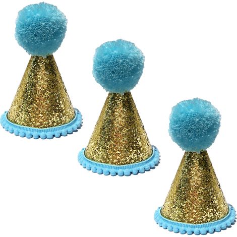 Lot de 3 mini chapeaux d'anniversaire pour chiens et chats, accessoires de fête et déguisement pour petits animaux de compagnie (1/5)