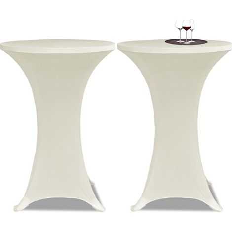 2 nappes extensibles pour table haute, Ø60 cm, couleur crème (1/5)