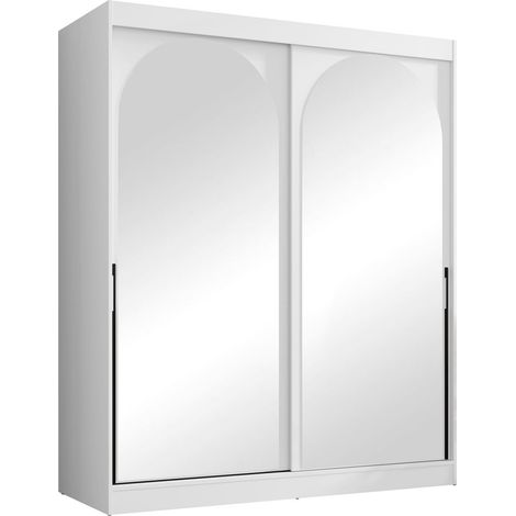 Armario Toledo 132, Blanco, 216x180x65cm, Puertas de armario: Correderas, Número de estantes: 0