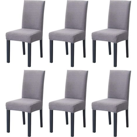 Set of 6 stretchable dining chair covers - Protection for home decor, dining room, wedding, banquet (grey) (1/5)