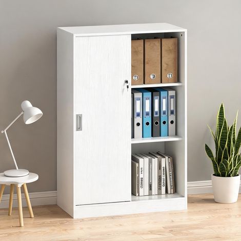 Meuble de rangement de bureau bianco 80 x 40 x 120 cm (1/5)