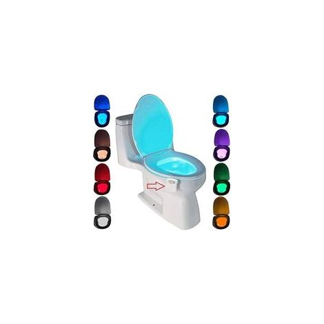 Lampe de Toilette, Veilleuse LED pour WC Salle de Bain Capteur Détecteur PIR 8 Changement de Couleurs Éclairage (seulement s'active dans l'obscurité) [Classe énergétique A] (1/5)